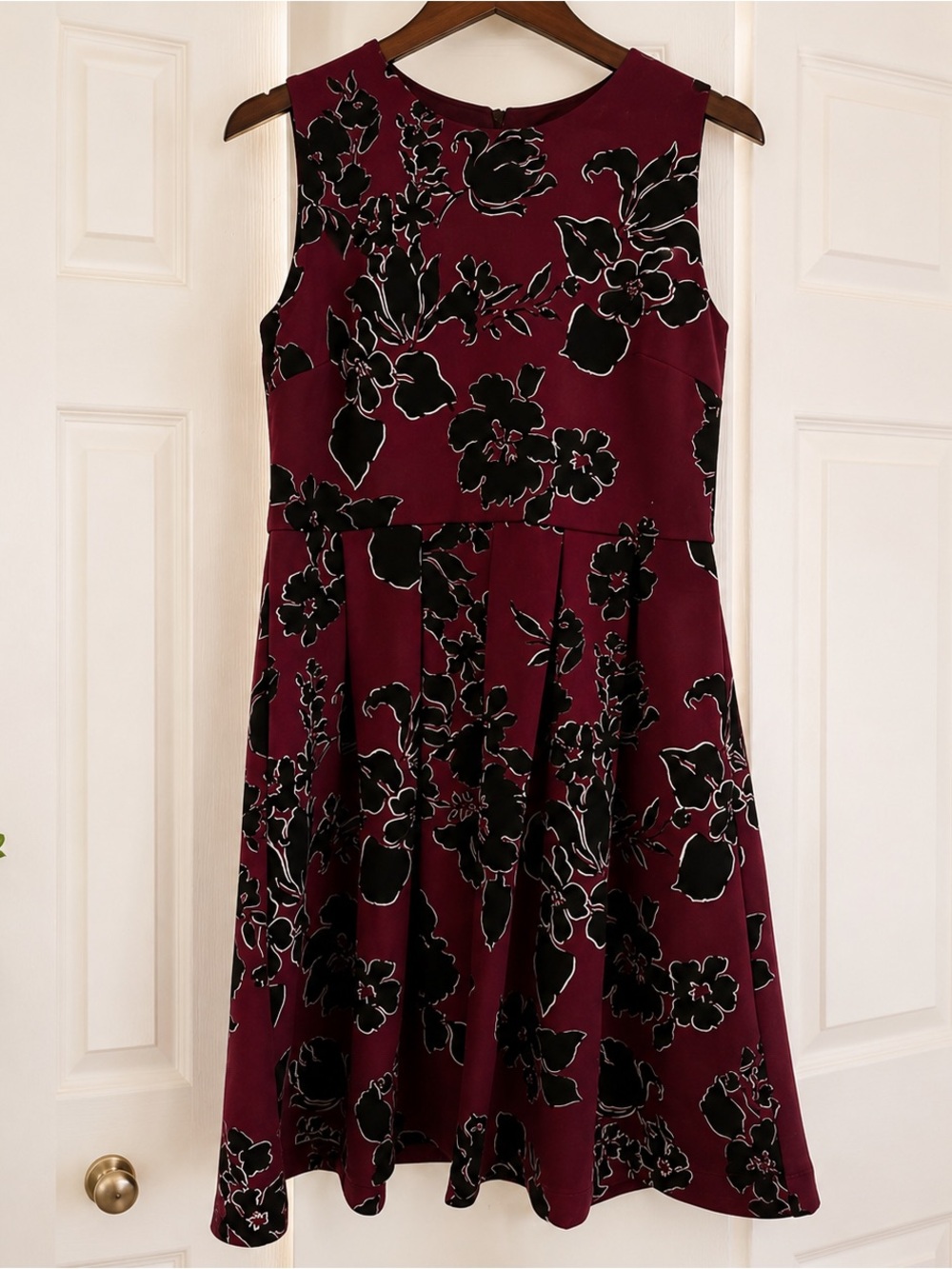 Size 10 deep purple and black floral print dress